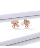 925 Sterling Silver Beautiful Rose Gold Color Knot Stud Earrings Precious Jewelry For Women