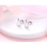 925 Sterling Silver Cute Animal Opal Rabbit Stud Earrings for Women Teen Girls Birthday Gift