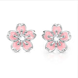 Pink Enamel Flower Bright Earrings Stud Fashionable Wholesale Earrings