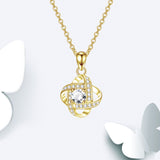 Forever Love Knot Necklace Yellow Gold Plating Cubic Zirconia Simple Necklace