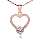 High Custom Polished Zircon Heart Rose Gold Plated Necklace 925 Sterling Silver Pendant Necklace