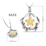 You Are My Sunshine Necklace Silver Flower Design Necklace