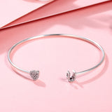 Silver Cubic Zirconia Heart Bracelet / Bangle