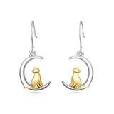 Cat Stand On the Moon Drop Earrings Design Jewelry New Arrival