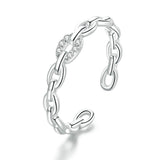 925 Sterling Silver Geometric Chain Ring For Girlfriend Wedding Band Engagement Jewelry