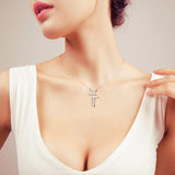 Two Cross Pendant Necklace Cubic Zirconia Fashion Jewelry Wholesale