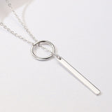 S925 Sterling Silver Simple Pendant Necklace White Gold Plated Necklace