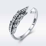 S925 sterling silver gorgeous leaf ring oxidized zircon ring