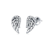 925 Sterling Silver Shining Vintage Wings Stud Earrings Precious Jewelry For Women