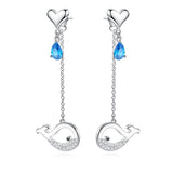 Mermaid tear crystal zircon earring sterling silver temperament  earring jewelry
