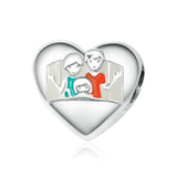 925 Sterling Silver Warm Family Heart Charm for DIY Bracelets Style Precious Jewelry For Women