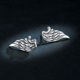 Retro Wings Stud Earrings for Women Genuine 925 Sterling Silver Vintage Design Ear Pin Studs Fine DIY Jewelry