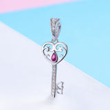S925 Sterling Silver White Gold Plated Zircon Happiness Key Charms