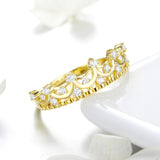 S925 Sterling Silver Queen's Crown Ring Yellow Gold Plated