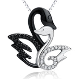 Black Swan And Cubic Zirconia Swan Animal Jewelry 925 Sterling Silver