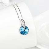 Drop Jewelry Blue Gemstone And Leaf Shape Pendant Necklace Jewelry