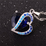 Cubic Zirconia Heart Pendant Blue Crystal Pendant For Necklace Making