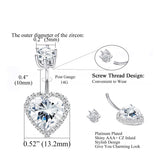 925 Sterling Silver Heart Shaped Abdomen Button Ring Women's CZ Perforated Screw Umbilical Nail