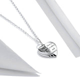 925 Sterling Silver Half Feather Half Heart Pendant Necklace for Women Fashion Jewelry