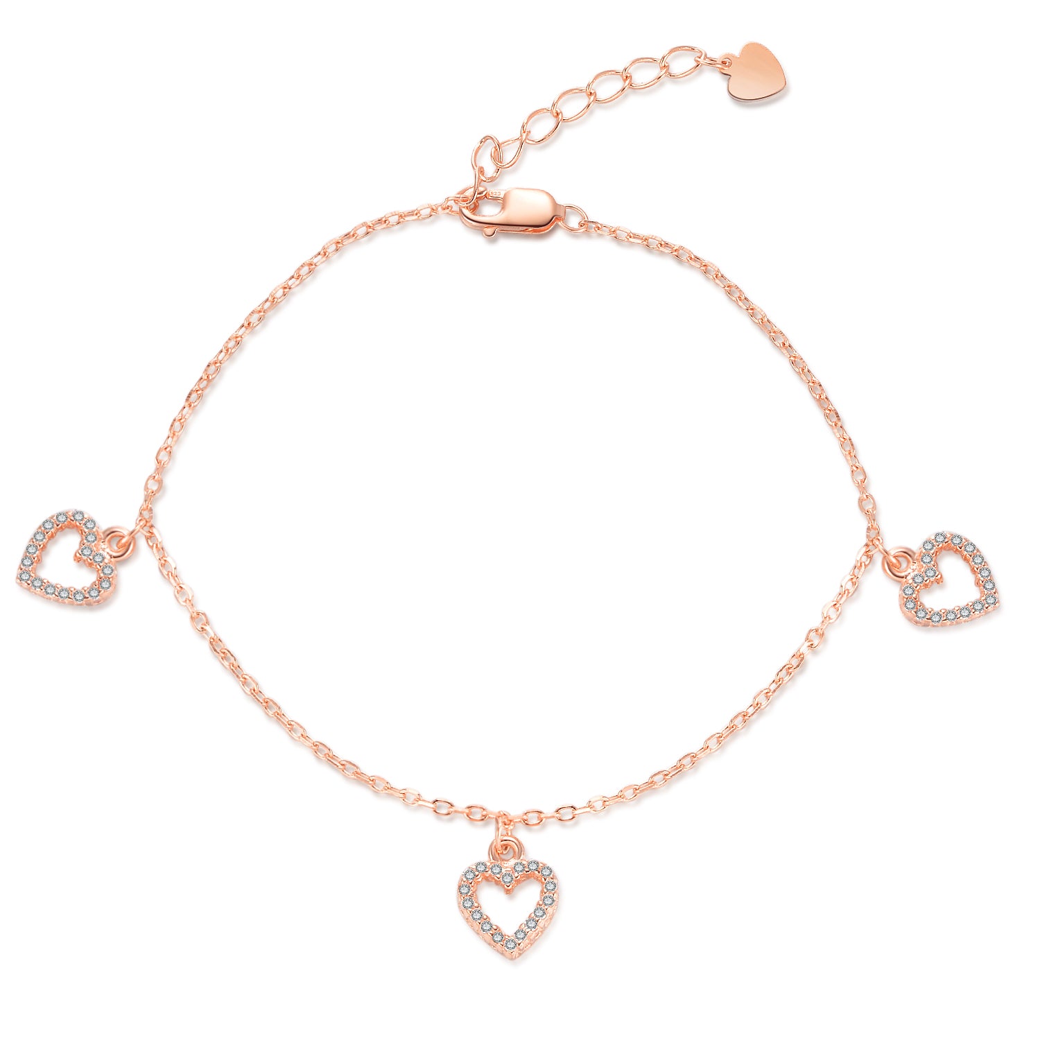 Rose Gold Plating Heart Loving Bracelet Three Heart Family Jewelry Bracelet