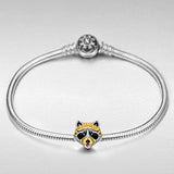 Raccoon 925 Sterling Silver Cubic-Zirconia Gold Plated Happy Family Animal Charms Fit pandöra Charms for Bracelets Necklace Birthday Anniversary Christmas Gifts For Women Wife Her Teen Girls