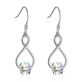 Infinity Dangle Earrings Cube Gemstone Sparkles Transparently Crystal Earrings