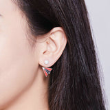Enamel Paper Plane Stud Earrings for Women Childhood Memory Floding Airplane 925 Sterling Silver Fashion Jewelry