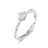 Moonstone Ring Genuine 925 Sterling Silver Finger Band for Women Bohemia Style Jewelry