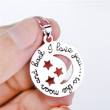 Disc Hollow Star And Moon Necklace Silver Words Engraved Necklace