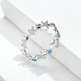 Starfish  Finger Rings Sterling Silver 925 Ocean Blue Ring for Women Fashion Jewelry