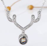 A Deer Has Your Projection Necklace S925 Sterling Silver Antler Pendant Elk