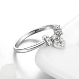 S925 Sterling Silver Heart Lock Ring Oxidized White Gold Plated cubic zirconia ring