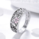 S925 sterling silver flower dance ring oxidized Cubic Zirconia oil drop ring