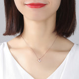 four-leaf flower zircon pendant rose gold sterling silver necklace for girls