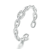 925 Sterling Silver Geometric Chain Ring Fashion Wedding Jewelry For Gift