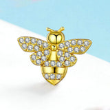 925 Sterling Silver Zircon Bee Clear CZ Beads Charm fit Women  Jewelry