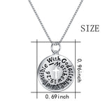 All Things Is Possible with God Engraved Round Disc Necklace Silver 925