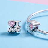 S925 Sterling Silver Zirconia I Love My Mother Charms
