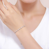 S925 sterling silver white gold plated zircon simple beauty bracelet