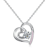 Heart Shaped CZ Pendant Sterling Silver Messages Jewelry