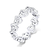 925 Sterling Silver Exquisite Rose Rings Precious Jewelry For Women