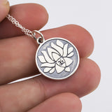 Lotus necklace round disc silver high quality jewelry s
