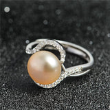 Rhodium Crystal Ring With Big Pearl Manufacturing Silver Ringer
