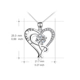 CZ Heart Zirconia Necklace Design I Love You Engraved Silver Necklace