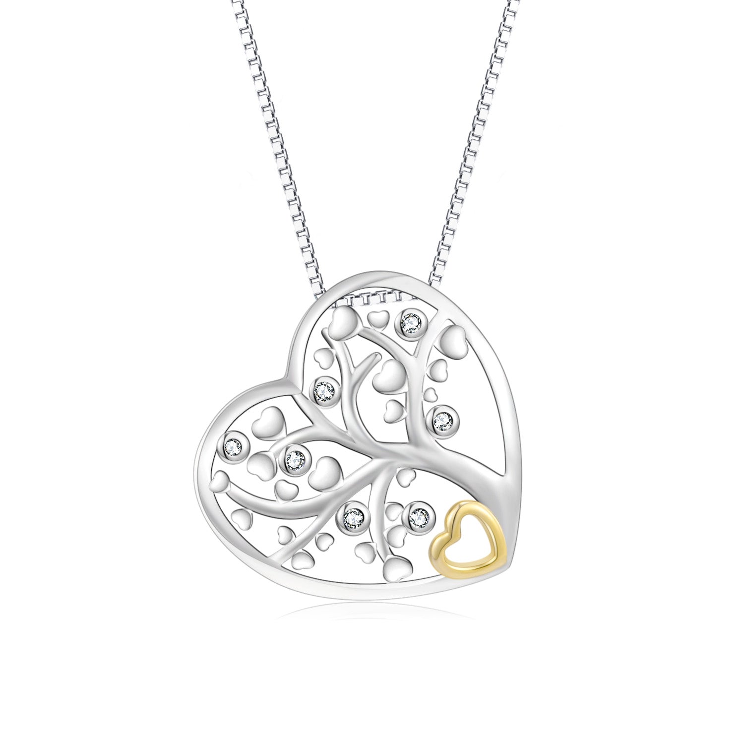 Life Tree Necklace My Family Engraved Yellow Gold Heart Necklace