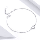 S925 sterling silver white gold plated hollow heart bracelet
