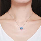 S925 sterling silver blue chapter necklace white gold plated zircon pendant necklace