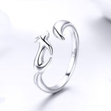 S925 Sterling Silver Little Fox Ring White Gold Plated Ring