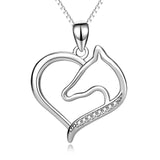 Head Horse Necklace Animal Silver Heart Shape Design Cool Necklace