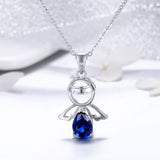 S925 sterling silver cute angel pendant necklace White Gold Plated zircon necklace